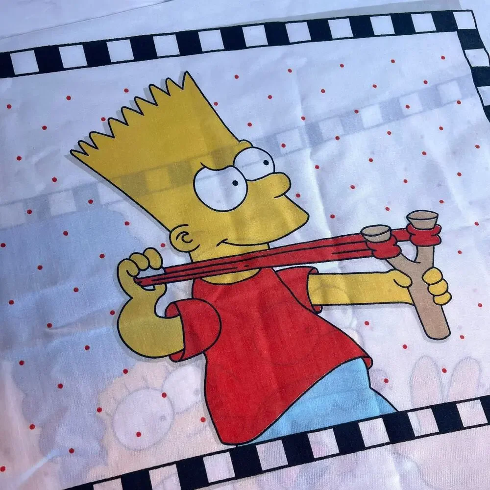 Vintage 1990 The Simpsons Reversible Pillowcase Bart Slingshot Homer Marge Fox